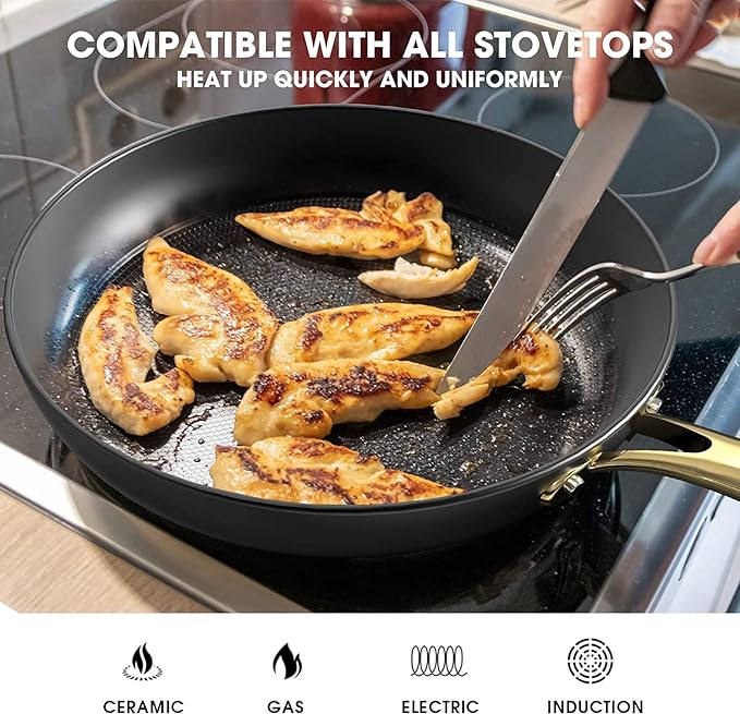 imarku Cast Iron Skillets, 12 Inch Cast Iron Pan, Professional Non Stick Frying Pans Long Lasting Nonstick Frying Pan Nonstick Pans Stay Cool Handle Easy Clean, Unique Birthday Gifts for Women/Men