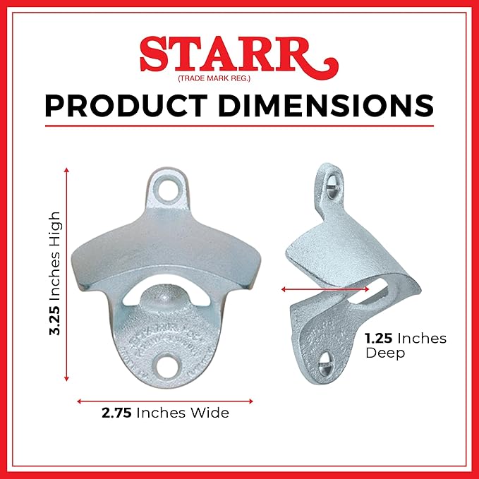 STARR "X" Abre Cerveza Aqui Wall Mounted Bottle Opener – Heavy Duty Metal Bottle Opener for Home Bar, Kitchen, Man Cave, or Patio, Silver