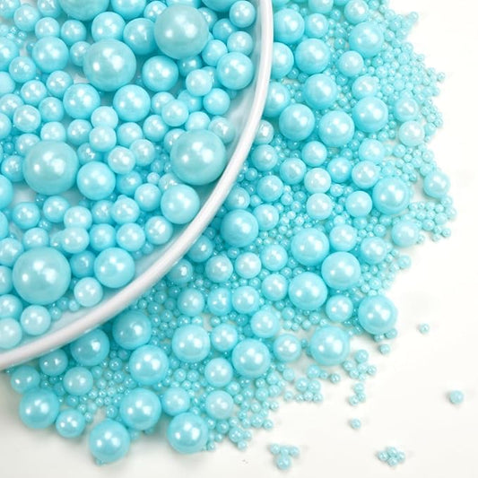 Dazzjoy Blue Edible Pearl, Edible Pearls Sugar Sprinkles, 130g/4.58oz, Blue Pearls Sprinkles for Cake Decorating, Cupcake Toppers