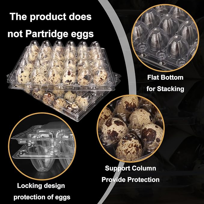 100 Pack Quail Egg Cartons, Clear Plastic Quail Egg Trays, Holds up to 30 Quail Eggs Securely - Your Ultimate Small Eggs Carton Holders for Bulk Storage and Display by KUKLIPJIM