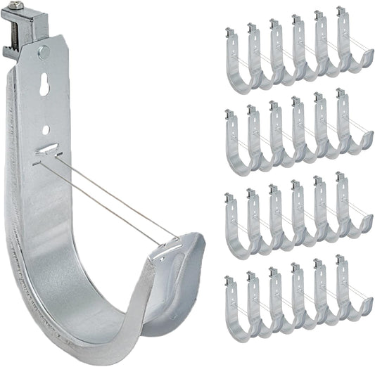 ICC Beam Clamp J Hook 4” with Retainer Clip - Galvanized Steel Cable Management Hooks for Hanging Cable to Beams - Rust-Resistant, EIA and TIA Compliant - 4 Inch 25 Pack