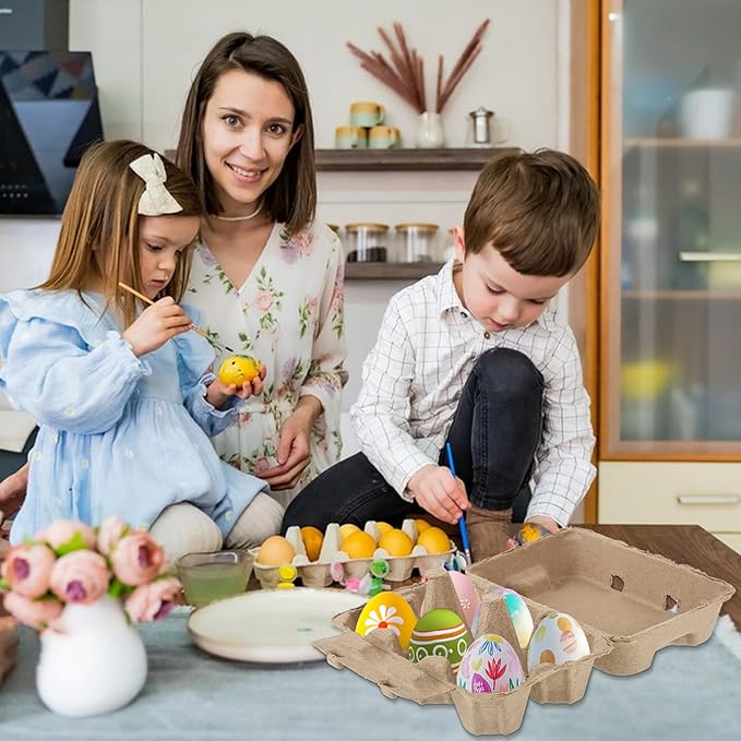 36 Pcs Jumbo Duck Egg Cartons Paper Goose Egg Cartons for Normal Size Geese Blank Natural Pulp Jumbo Eggs Container Holder Reusable for Six Duck Goose Hen Eggs