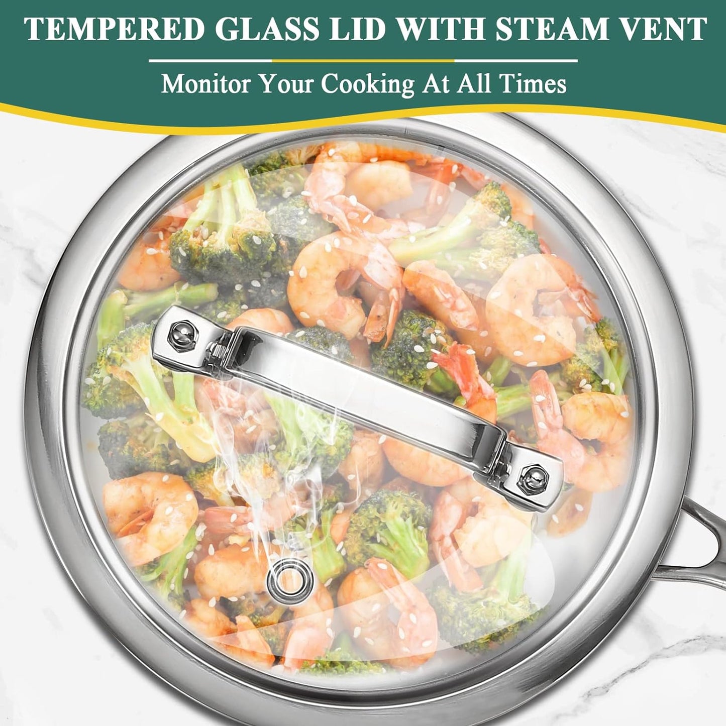 DELALRO Tri-Ply Stainless Steel 2.5 QT Saucepan with Lid, Heavy Duty Induction Pot, Fast Even Heat, Fuel Saving, Induction Cookware, Kitchen and Dining Steel Saucepan