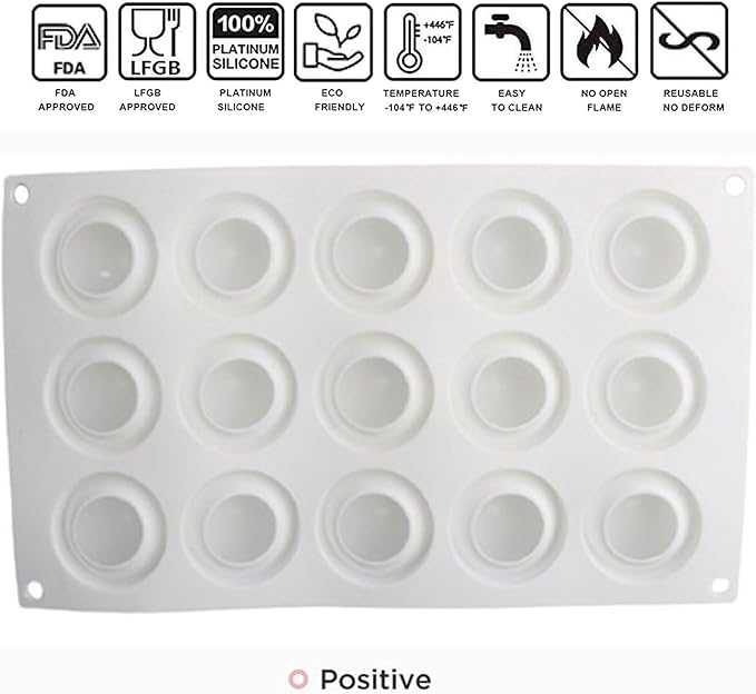 OCPO KITCHEN Apple Silicone Mold for Baking Mousse Cake, Candy, Chocolate, French Fruit Dessert, Pastry, Cupcake, Ice Cream, Pudding, Cake Decoration Mold, 3D Apple Shape (15-Cavity)