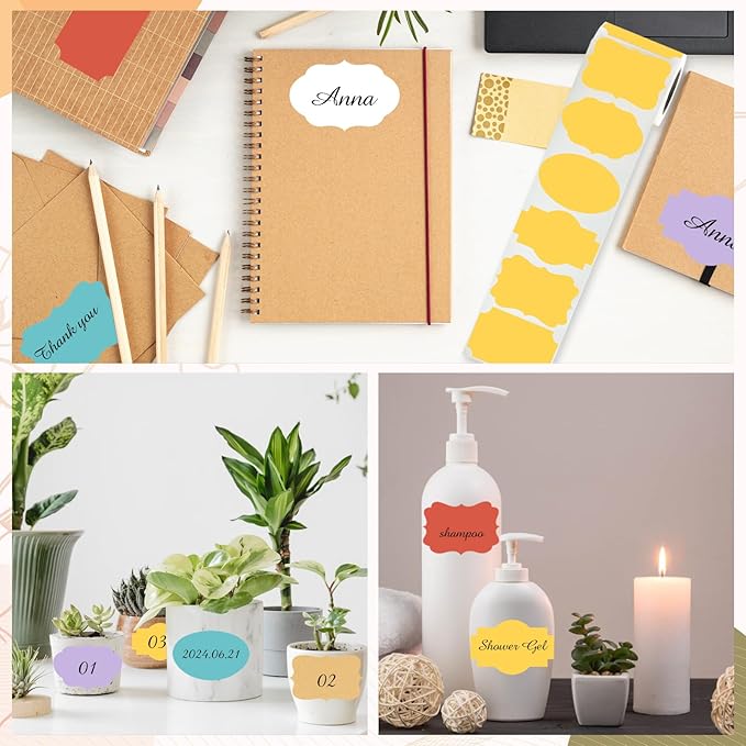 White Labels Stickers, 250PCS 3" x 2" Fancy Shape Stickers Labels for Storage Box or Food Jars Holiday Present Stickers Christmas Gift Tags Stickers