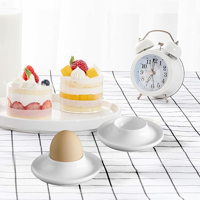 Cinf Ceramic Egg Holder Gift Set of 2 Porcelain Holder Breakfast Boiled Cooking Easy to Clean Childhood Memories Kitchen