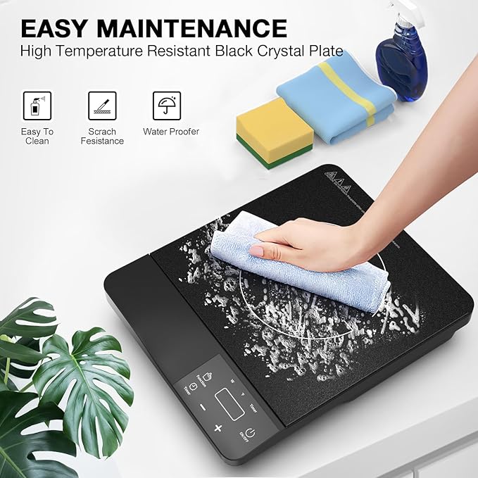 Portable Induction Cooktop 1800W,110V Single Burner Induction Burner & Fry Pan, Hot Plate Stove Electric Burner LED Touch Control & 4H Timer, 8 Power 8 Temperature Setting for Cooking