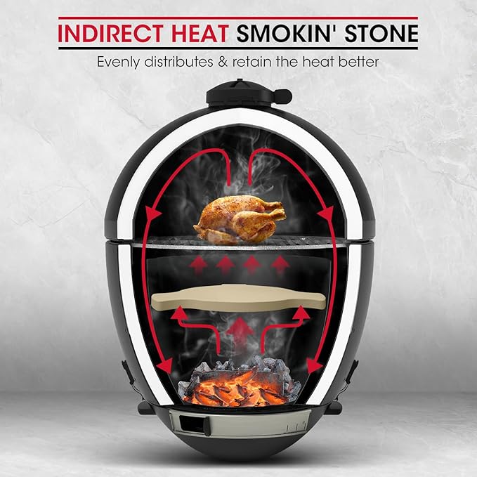 Unicook 17 Inch Smoking Stone for Akorn Kamado Grill, Cordierite Heat Deflector Pizza Stone for Charcoal Smoker, Thermal Shock Resistant Heat Diffuser Plate, Compare to Char-Griller 6201