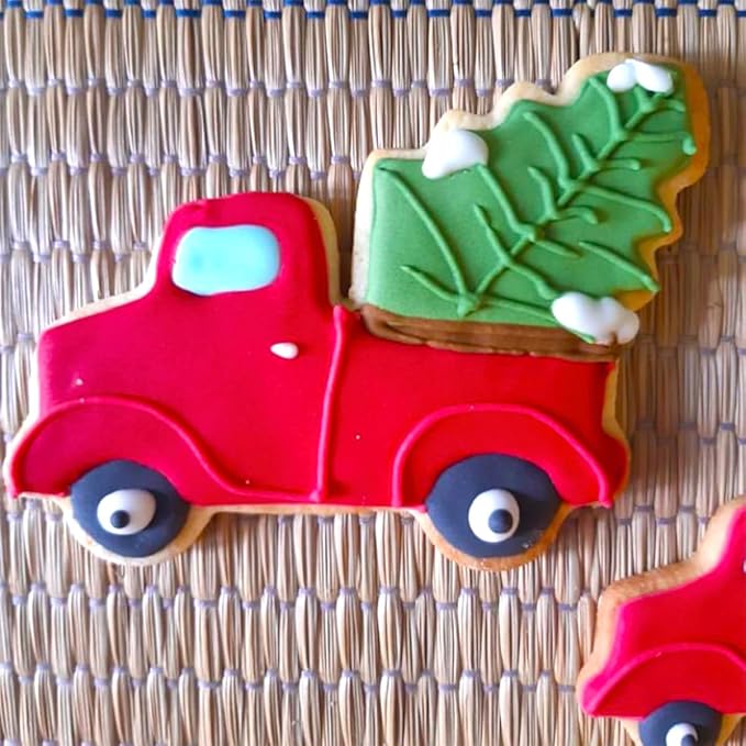 Christmas Ornament Cookie Cutters 4Pcs, Large Christmas Tree Car Light Ornament Shapes Cookie Cutters, Metal Dough Fondant Biscuit Molds for Baking Decorating Home Kitchen