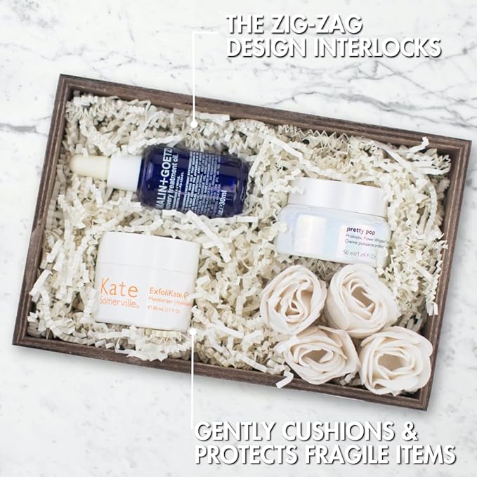 MagicWater Crinkle Cut Paper for Gift Baskets - 2LB - Light Ivory - Perfect for Shredded Paper Filler, Basket Filler, Gift Boxes, Bridesmaid Gifts, Halloween Stuffers & More – Ideal for All Occasions