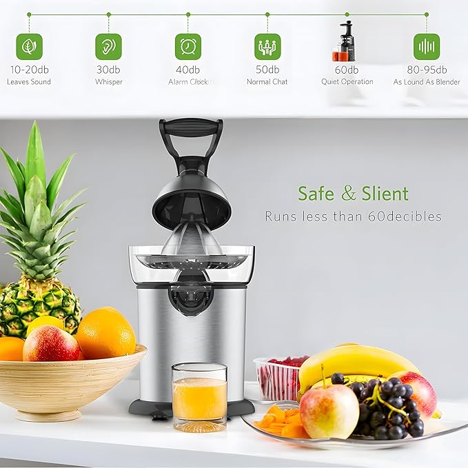 Electric Citrus Juicer Squeezer Stainless Steel, Orange Juicer Electric,Homemade Orange Juice Squeezer Machine, Detachable Design,Easy Clean