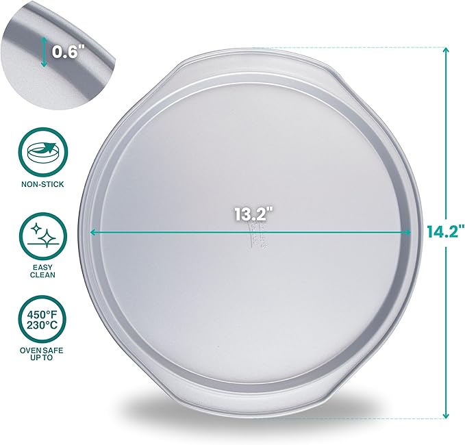 Baker's Secret Pizza Pans for Oven, Aluminized Steel Pizza Baking Pan, 2 Layers Non-stick Coating Easy Release, Dishwasher Safe - The Superb Collection (1x Pizza pan & Crisper set)