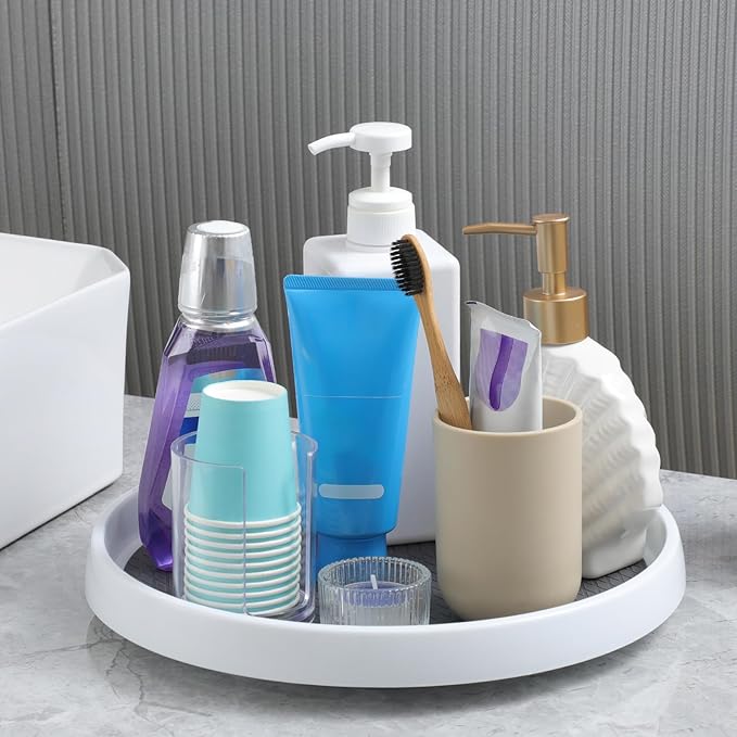 12-Inch Non-Skid Turntable Lazy Susan Organizer [4 Pack] - Spinning Rack for Cabinet Table Top, Pantry Organization Storage, Kitchen, Fridge, Vanity, Countertop, Under Sink Organizing, Spice Spinner