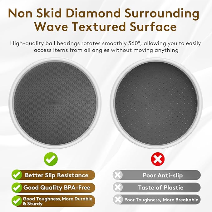 Lazy Susan Organizers for Kitchen Storage - 4 Set of Turntables for Cabinet, Pantry Organization Countertop,Vanity and Table,10 Inch Rotating Tray Spice Rack, Bathroom Fridge and Makeup Organizing