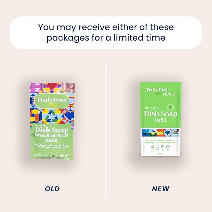 Natural Concentrated Dish Detergent Dishwashing Liquid | Plant-Based Dish Soap | Sweet Basil Fresh Scent | Pack of 3