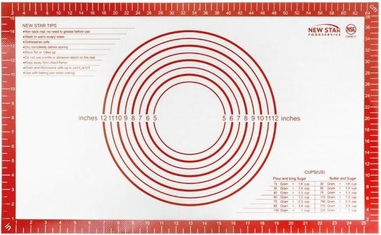 New Star 1029017 Non-Slip Silicone Pastry Mat, Extra Large with Measurements, 16x26'', NSF Certified