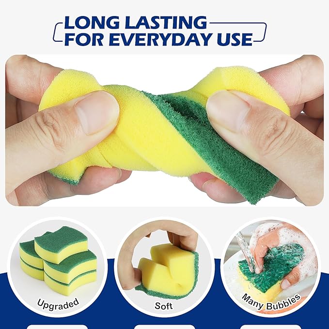 Kitchen Cleaning Sponges,96 Pack Eco Non-Scratch for Dish,Scrub Sponges