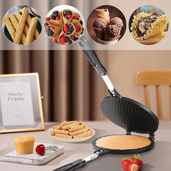 Dyna-Living Waffle Cone Maker Home Use Ice Cream Cone Maker 6.7'' Waffle Maker Non-stick Egg Roll Maker Waffle Bowl Maker for DIY Ice Cream Waffle Cone Desserts