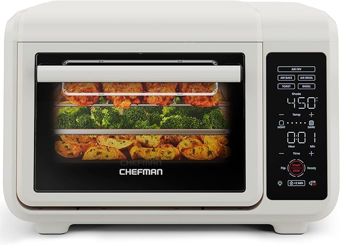 Chefman Air Fryer Toaster Oven Combo, 15 Qt. Countertop Oven for Quick & Healthy Meals, Bake, Broil, Air Fry, Toast, and Bagel Functions, 450°F Max Temp, 4 Slice Toaster Oven Air Fryer Combo – White