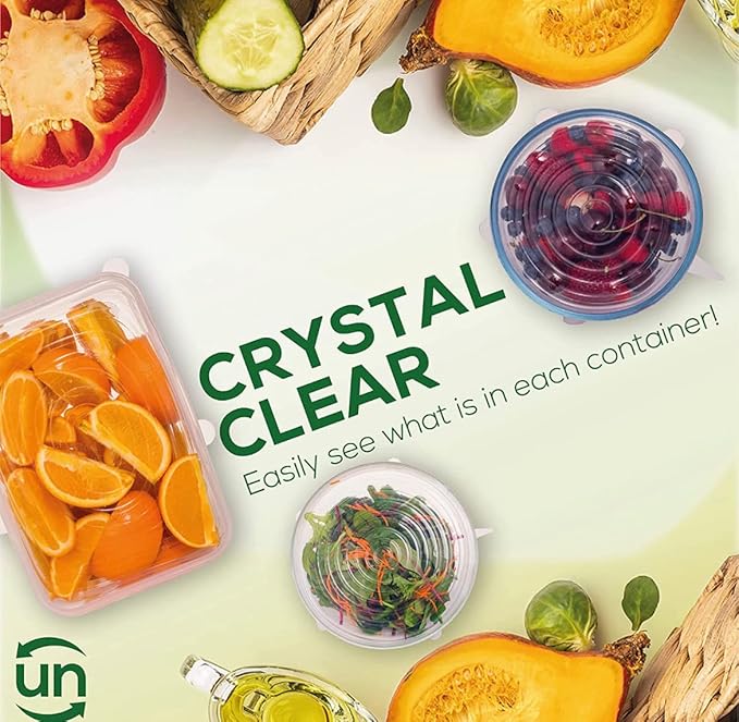 unwasted Reusable Silicone Lids (X-Large) – Upgrade Your Kitchen Gadgets with Our Covers for Food Storage – Reusable Stretch Lids and Food Covers for Containers Up to 11” (Pack of 2)