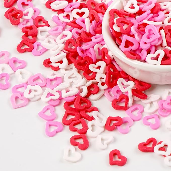 Edible Sweet Heart Sprinkles For Cake Decorating, Love Sugar Mixes 150g/5.29oz, White Pink and Red Sprinkles, Cupcake, Ice Cream, Cookie, Mother's Day, Valentine's Day, Wedding Party Supplies