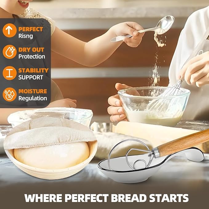 Cast Iron Dutch Oven with Lid and Double Handle for Bread Baking,Cast Iron Skillet Cooking Pan Heat Resistant,Non-Stick, Includes Bread Baking Supplies and Cleaning Brush,5QT