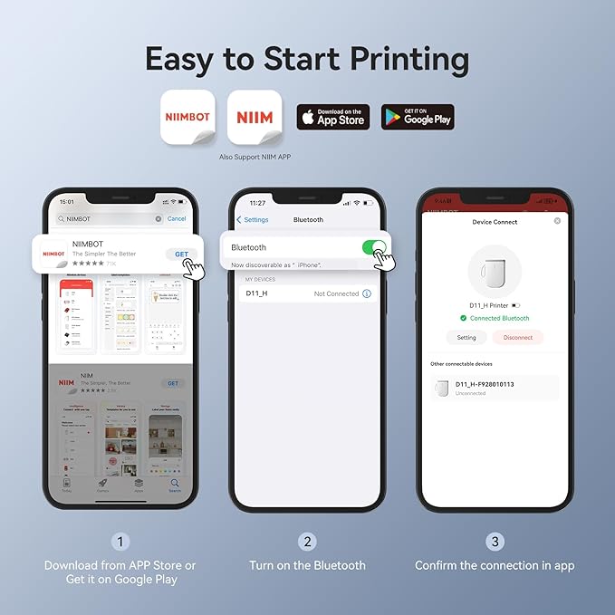 NIIMBOT D11 New Version Label Maker Machine with Tape,300DPI Bluetooth Label Printer, Portable Thermal Printer,Sticker Maker for Organizing Home Office School,Black