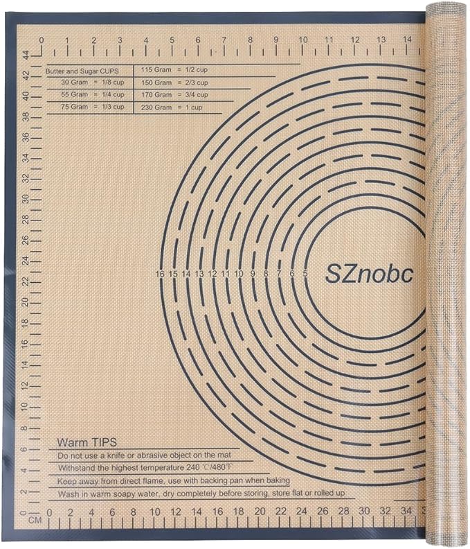 Non-slip Silicone Pastry Mat 28X20 inches Baking Mat with Measurement, Perfect for Dough, Pastry, Pie Crust, Fondant, Cookies, Bread, Pasta, Pizza, Food Grade Kitchen Counter Mats