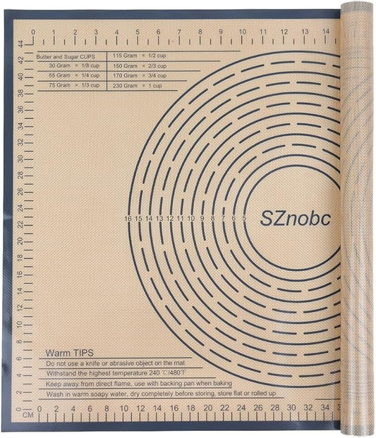 Non-slip Silicone Pastry Mat 28X20 inches Baking Mat with Measurement, Perfect for Dough, Pastry, Pie Crust, Fondant, Cookies, Bread, Pasta, Pizza, Food Grade Kitchen Counter Mats