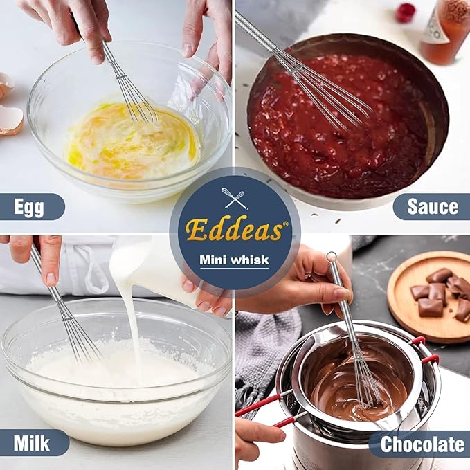 Whisk Eddeas Silicone Whisk Set of 6.Silicone whisks for cooking non Scratch.BPA Free and Dishwasher Whisk.7+9+11inch Colorful Wisk Great for cooking and Baking.（6pcs ）