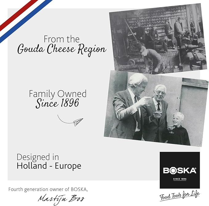 Boska Stainless Steel Grater - Cheese Grater Copenhagen Best for Hard Cheese, Citrus, and Vegetables - Multifunctional Rust-Proof Shredder - Manual Handheld - 10 Year Warranty