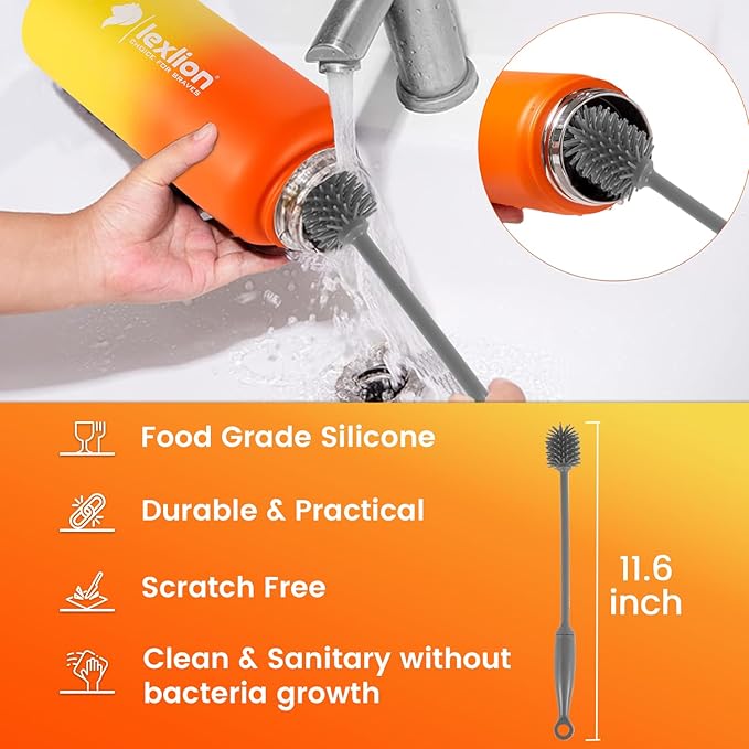 Lexlion Tea Infuser Bottle - Fruit Infusion Water Bottle 22 Oz, Triple Walled Insulated Stainless Steel Bottle, Thermal Leaf Infuser, Silicone Sleeve, 3 Lids Leakproof, Metal Mug Gallon