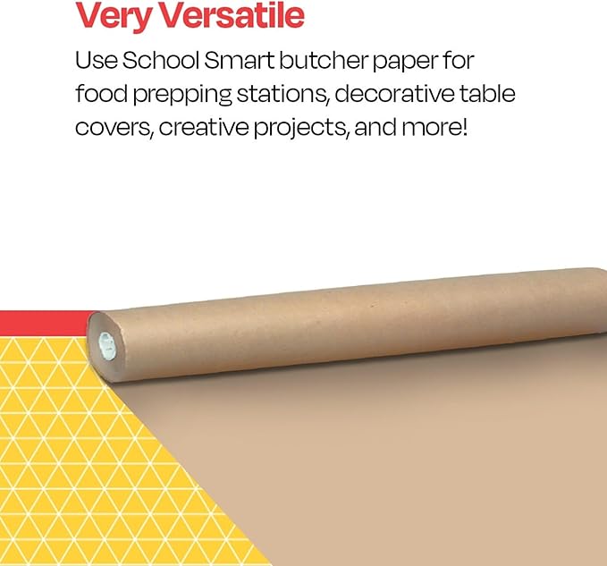 School Smart Butcher Kraft Paper Roll, 40 lbs, 48 Inches x 1000 Feet, Brown