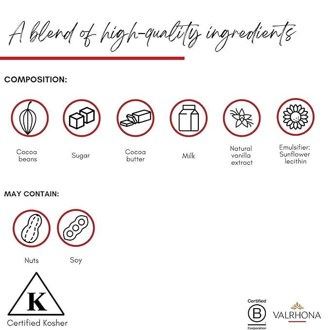 Valrhona Premium French Baking Blonde Chocolate Discs (Feves) DULCEY 35% Cacao, Creamy, Caramel Cookie Flavor Notes, Easy Melt & Tempering Creamy, Balanced, For Luscious Frostings. 1kg (Pack of 1)