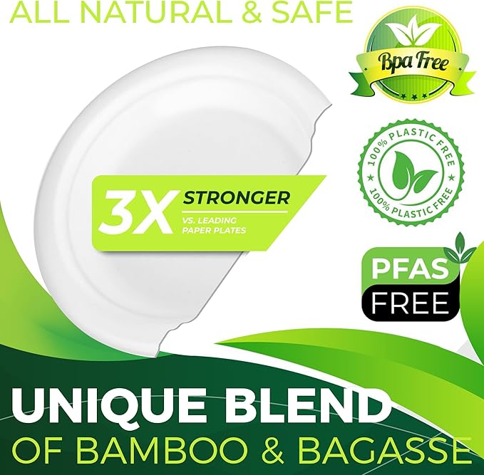 150pcs 100% Small Dessert Plates, 6 inch Compostable Appetizer Plates Made of Sugarcane Fiber