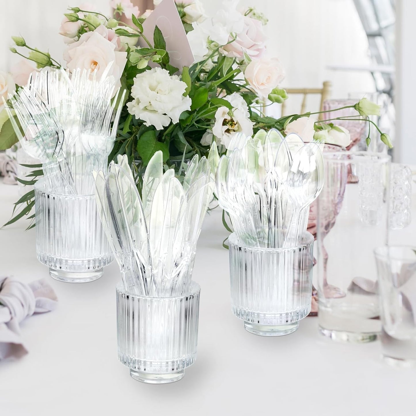 100 Count Plastic Silverware Heavy Duty -50 Forks, 50 Spoons, BPA-Free, Heat Resistant, Disposable Plastic Utensils Set, Plastic Cutlery Set, Plasticware Suitable for Party Everyday Use