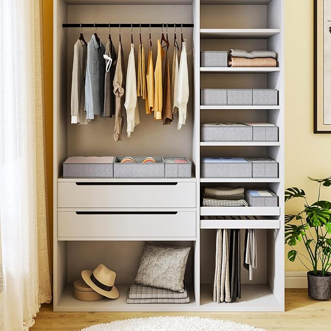 DIMJ Drawer Organizers Cloths, Closet Underwear Organizer, 15 Packs Foldable Closet Organizers, Sock Drawer Organizer, Fabric Dresser Drawer Dividers for Clothes Underwear Bras Socks