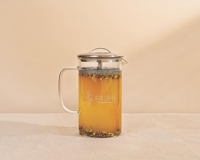 Rishi Tea Simple Brew Teapot - For 20oz Loose Tea Preparation, Built-in Strainer, Everyday Teaware, Easy to Clean, Borosilicate Glass, Enjoy Hot or Iced - 600ml