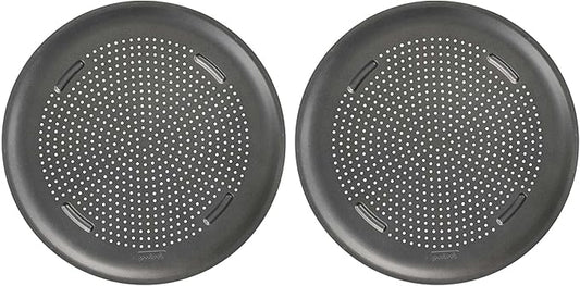 GoodCook AirPerfect Nonstick 16” Pizza Pan - Set of 2 - Pizza Trays for Oven, Perforated Round Pizza Pan, Carbon Steel Baking Pan, Homemade, Frozen & Leftover Slices