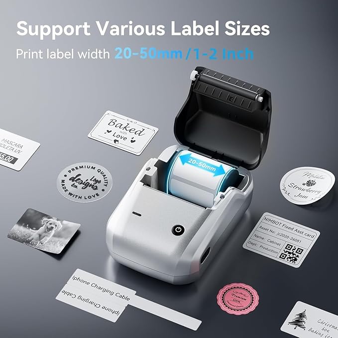 NIIMBOT B1 Label Maker with Tapes, 2 Inch Portable Thermal Label Printer for Home School Office Small Business, Address, Bakery, Crafts, Retail, Support Smartphones & PC, Silver