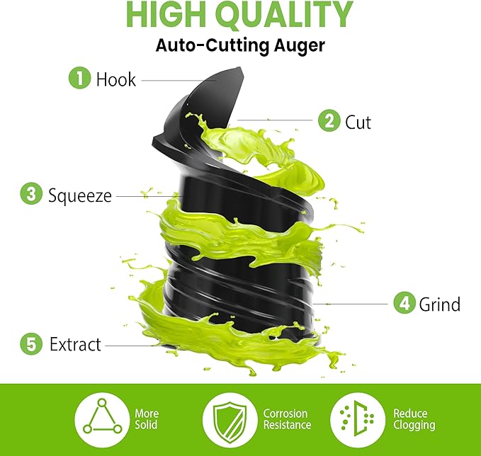 Cold Press Juicer, 6.5" Extra Large Feed Chute Juicer Machines, Hands-Free 350W Slow Masticating Juicer Machines with High Juice Yield for Whole Vegetables & Fruits, BPA Free, Silver