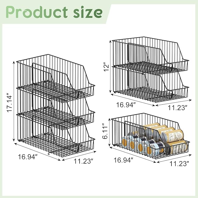 3 Pack Can Storage Organizer For Pantry,Stackble Widen Can Holder Rack With 3 Adjustable Dividers, Can Dispensers For Soup Soda Canned Food Water Bottle, Pop Drink Organizers for Cabinet Shelf