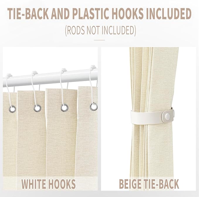 Vatge Closet Curtain for Open Closet, Folding Accordion Door Curtains for Closets Without Door, Privacy Curtain for Doorway, 1 Panel with Tieback, W39 x L78, Butter Cream