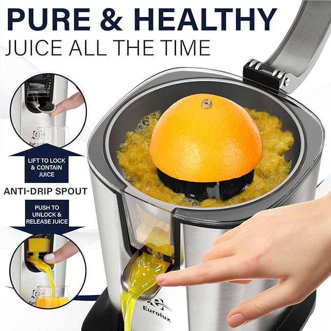 Eurolux Electric Citrus Juicer Power Pro - With 300 Watts of Power, This is The Most Powerful Juicer, for an Easy Smooth Juicing Experience | with Its New Updated Design