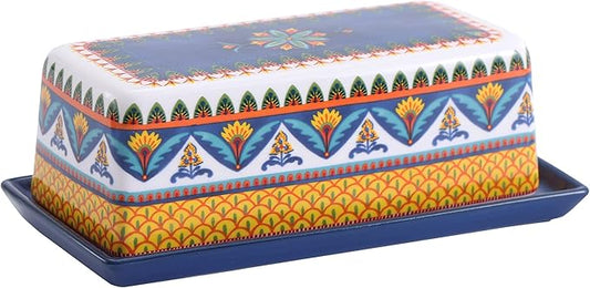 Bico Havana Ceramic Butter Dish with Lid, Wide Butter Keeper for Counter, Kitchen Countertop, Microwave and Dishwasher Safe