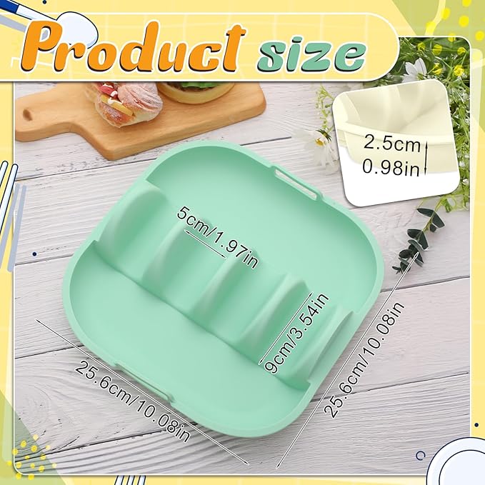 Remerry Silicone Taco Holder Plates Set of 2 Colorful Reusable Taco Holder with 4-Shell Slots for Hard/Soft Serving Plates Dishwasher Microwave Family Dinner Tortillas Party Serving (Green, White)