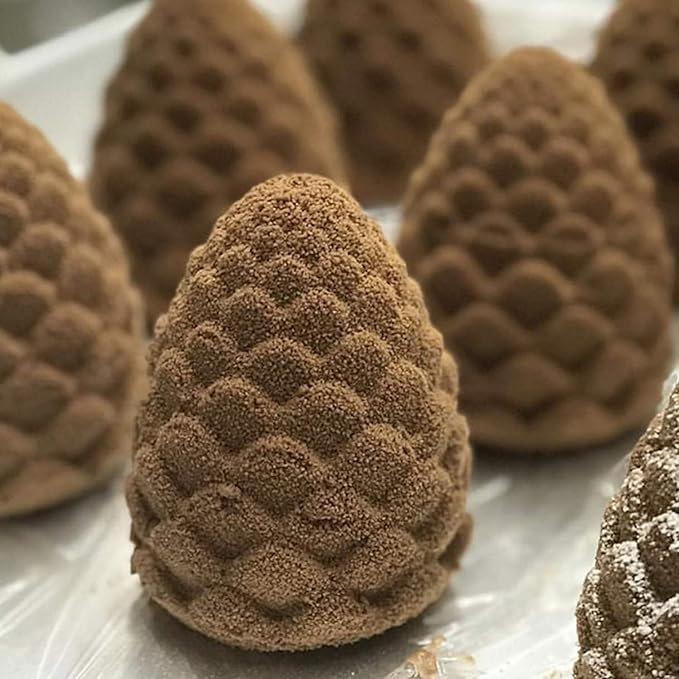 OCPO KITCHEN 3D Pinecone Silicone Mold for Baking Mousse Cake, French Dessert, Soap, Candles, Christmas Cake Decorating Mold, Pinecone Shape (8-Cavity)