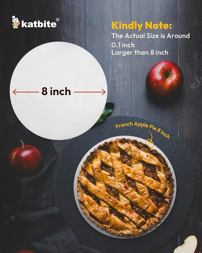 Katbite Heavy Duty Parchment Rounds 8 Inch 200 Pcs, Parchment Paper Rounds Available, Uses for Cake Baking, Air Fryer Liners