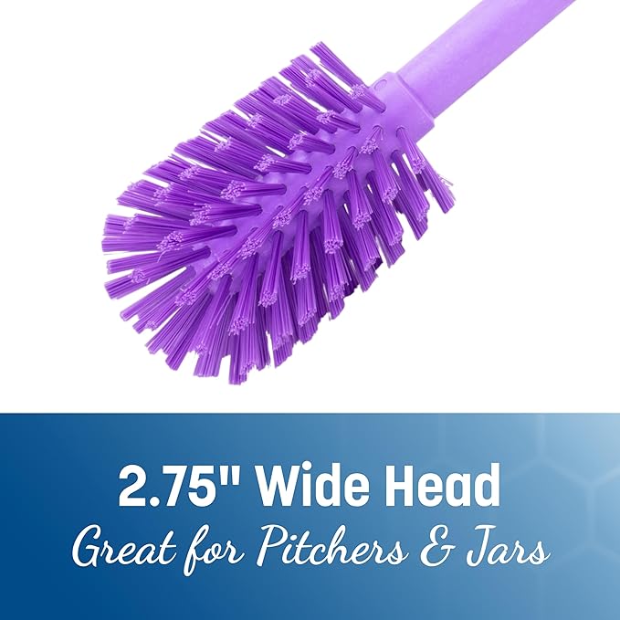 SPARTA Large Water Bottle Brush Ideal for Wide-Mouth Jars, Bottles and Tumblers, Dishwashing Tool with Handle for Home and Commercial Kitchens, Plastic, 12 Inches, Purple, (Pack of 6)