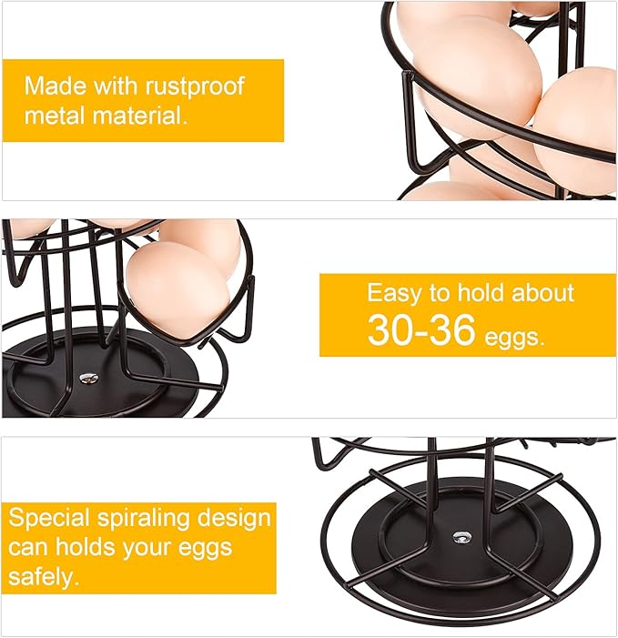 Toplife Spiral Design Metal Egg Skelter Dispenser Rack, Storage Display Rack, Brown
